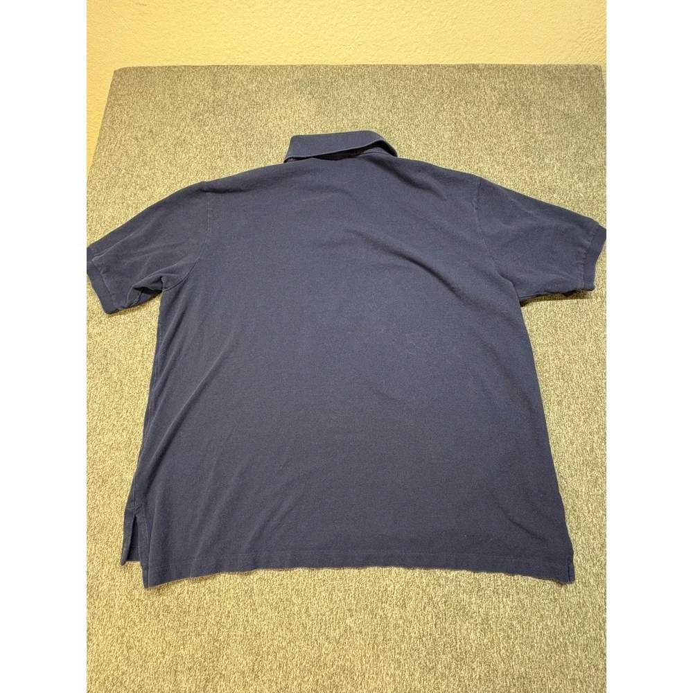 Polo Ralph Lauren Mens 2XLT‎ Tall Navy Blue Crest Logo Pique Cotton Polo Shirt